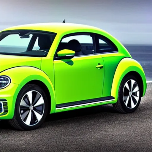 Image similar to volkswagen beetle 2 0 2 4 new model, green, professional photo