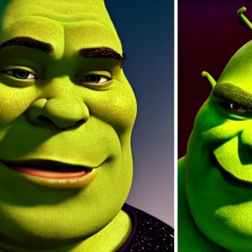 Prompt: real - life shrek in a pop music video