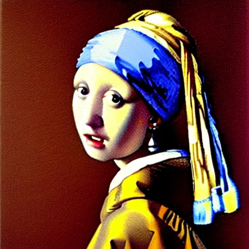 Image similar to Girl With a Pearl Earring surrealistic painting by Dalí