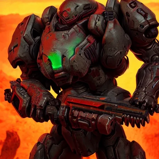 Image similar to doom slayer from doom eternal, photography