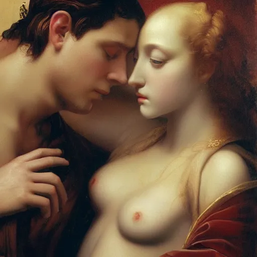 Prompt: beauty of the intimate touch, without Eros, renaissance painting, cinematic focus, art style by Drew Struzan, matte digital painting movie poster, 8k