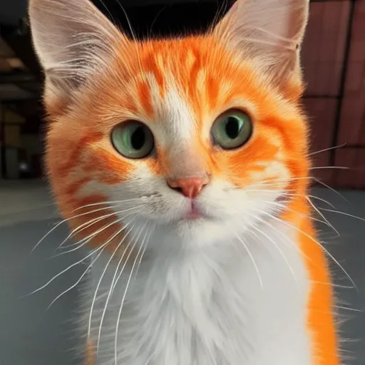 Image similar to an [ [ [ [ [ orange ] ] ] ] ] kitty front view