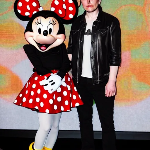 Prompt: grimes and elon musk as minnie mouse and mickey mouse