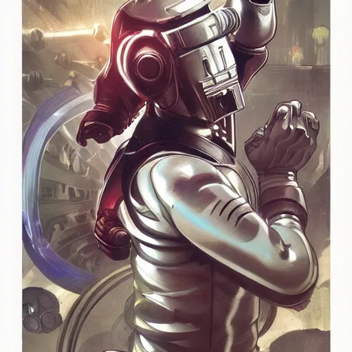 Image similar to cybermen dr who as vega street fighter, jump kick, 4 k, ultra realistic, detailed focused art by artgerm and greg rutkowski and alphonse mucha