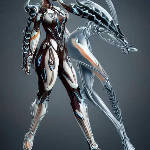 Image similar to beautiful fanart of valkyr female warframe, stunning elegant pose, well designed, high quality, artstation, deviantart