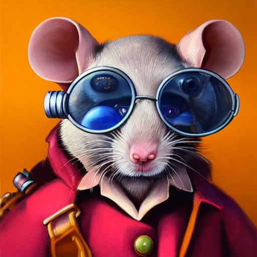 Image similar to a rat with steampunk googles, by RHADS