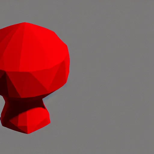 Prompt: Matte 3d low poly icon of a red mushroom, lat lighting, isometric perspective on pure white background, soft shadows, 3d render,