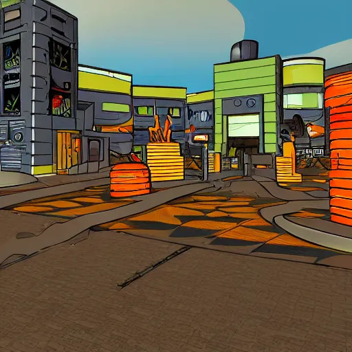 Image similar to nuketown 2 0 2 5 in the art style as nekroxiii,