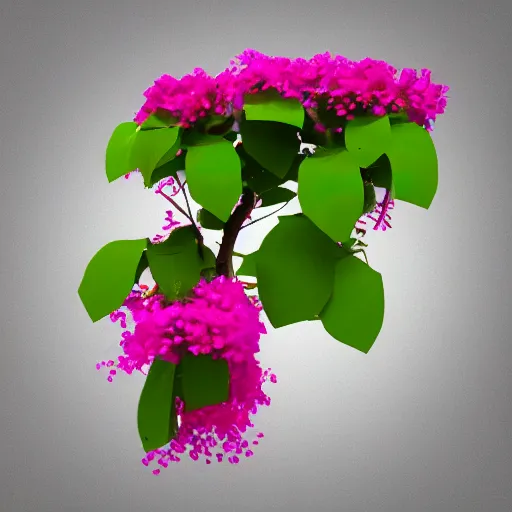 Image similar to A 3D reconstruction of a flowers Bougainvillea with 10 pedals evenly dispersed and Stamens in the center, rendered in Unity, 3ds Max Design, Blender, and Maya