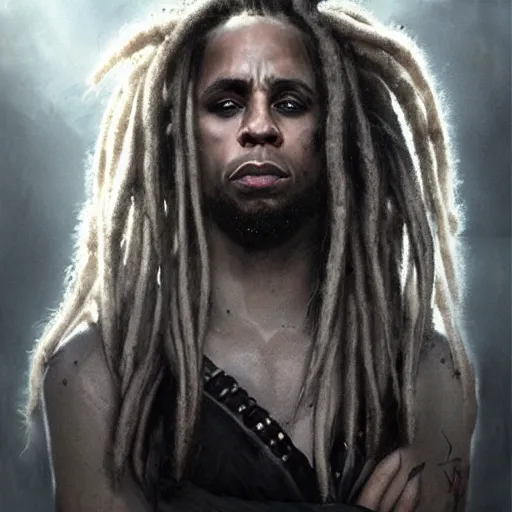 Image similar to michael ealy dreadlocks, darkwave, darksynth character portrait, sharp, digital matte painting, art by luis royo, greg rutkowski, wlop, dramatic lighting, trending on artstation