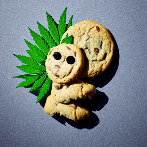 Image similar to cookie monsta plush made of weed buds eating a cookie photography portrait stylised jonathan zawada lit from multiple angles soft