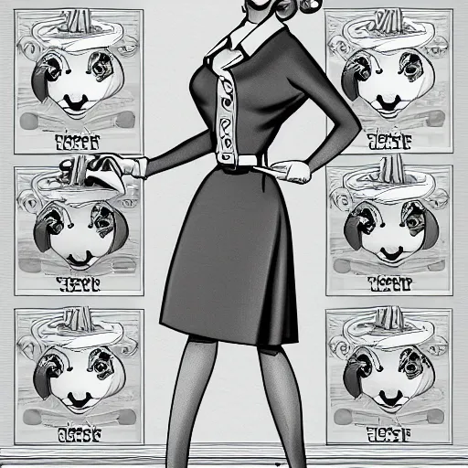 Image similar to beautiful female sheep anthropomorphic working as a waitress from the 5 0 s, cartoon, digital art, full character, high detail drawing