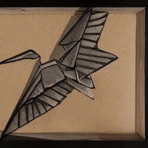 Prompt: a paper crane by michelangelo