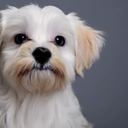 Image similar to photo of white maltese puppy dog staring into camera, photorealistic