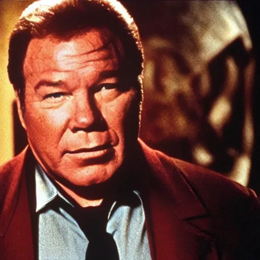 Image similar to william shatner stars in the mask, high quality promotional poster