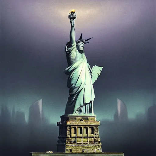 Image similar to portrait of statue of liberty, whiteness | highly detailed matte painting, hyperrealistic, very intrincate | cinematic lighting, award - winning | by rachel ruysch, giger, beksinski and bocklin | by austin osman spare and william blake, trending on artstation, cgsociety, official art, octane.