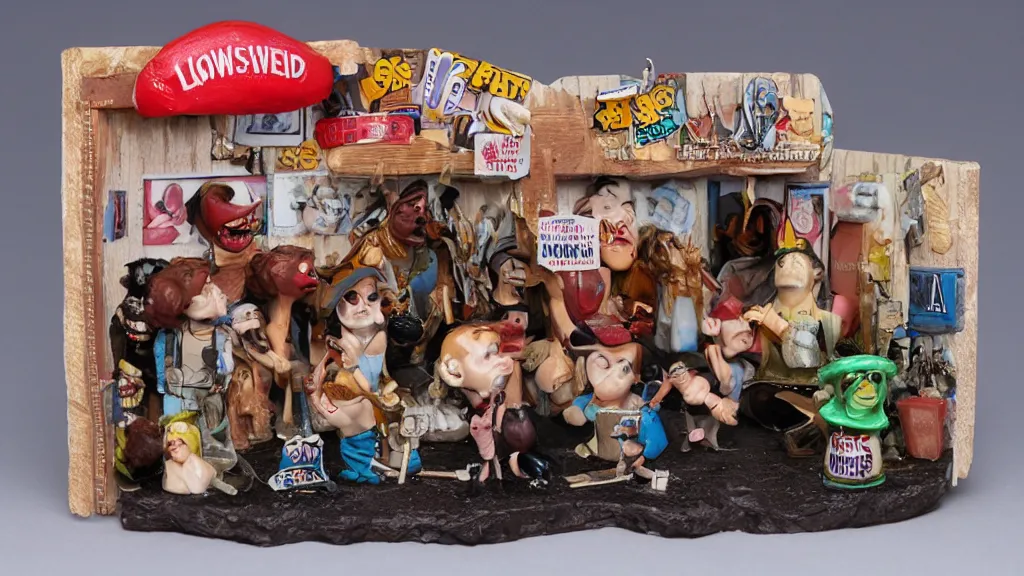 Image similar to lowbrow worst lip diorama