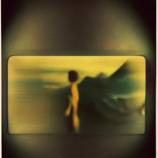 Prompt: polaroid of a surreal art scene, double exposure