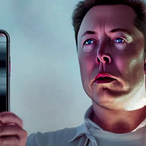 Image similar to hyperrealism aesthetic ridley scott and denis villeneuve style photography of a detailed giant elon musk, siting on a detailed ultra huge toilet and scrolling his smartphone in hyperrealism scene from detailed art house movie in style of alejandro jodorowsky and wes anderson