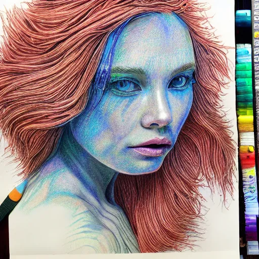 Prompt: Colored pencil art on paper, Psychosis, highly detailed, artstation, MasterPiece, Award-Winning, Caran d'Ache Luminance