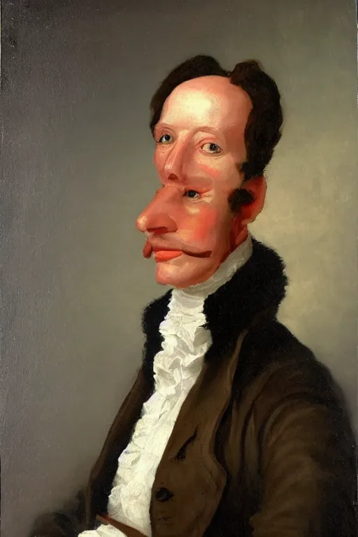 Image similar to a head and shoulders portrait painting of an anthropomorphic!!!!!!!!!! donkey!!!!!!!!!! wearing a colonial outfit without a hat looking off camera, a character portrait, american romanticism, oil on canvas, soft focus