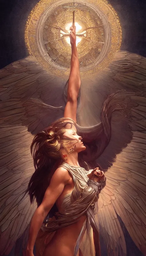 Prompt: seraphim, perfectly-centered-painting of the most beautiful women on the planet, sweaty, dynamic action pose, insane, intricate, highly detailed, digital painting, artstation, concept art, smooth, sharp focus, illustration, Unreal Engine 5, 8K, art by artgerm and greg rutkowski and alphonse mucha