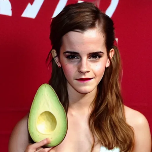 Image similar to emma watson with the body of an avocado