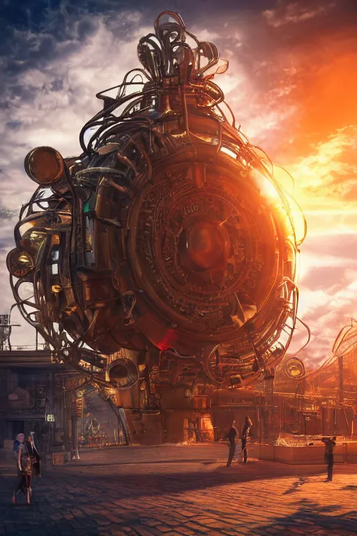 Image similar to a movie poster, the letters tripmachine, realistic digital art, 3 d render of a huge futuristic steampunk generator inside a steampunk machinery, 8 k, fluorescent colors, halluzinogenic, multicolored, exaggerated detailed, unreal engine
