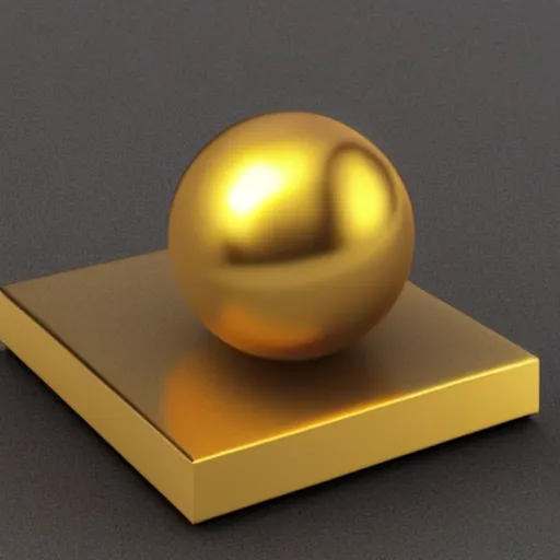 Image similar to A golden ball on top of a purple table, high quality, photo realistic, 3D render.