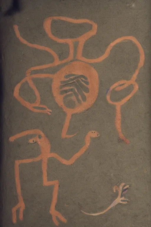 Image similar to plumbus, cave painting