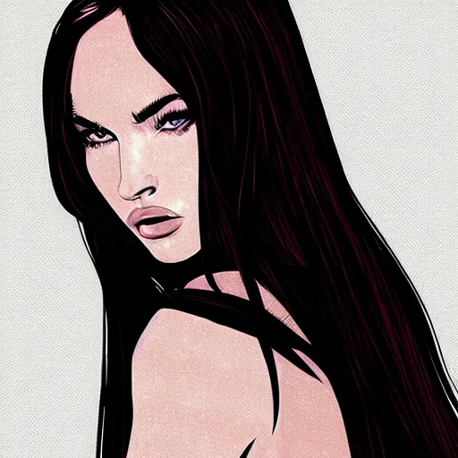 Prompt: megan fox portrait, artwork by sam yang, graphic design, wacom, animeart, lofi anime, character art, digital illustration