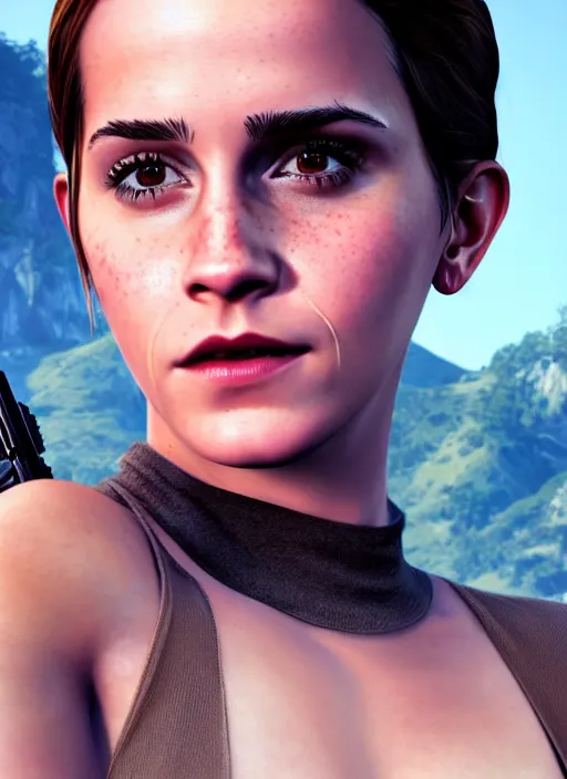 Image similar to highly detailed portrait of emma watson gta 5 art, unreal engine, hot, fantasy art by stephen bliss