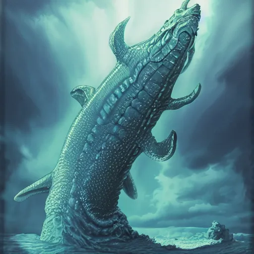 Prompt: a leviathan in the ice matte panting, highly detailed, god lighting
