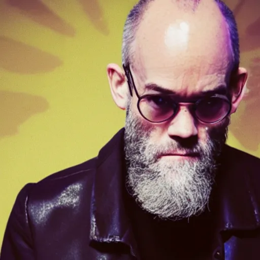 Prompt: michael stipe plays a concert on the moon