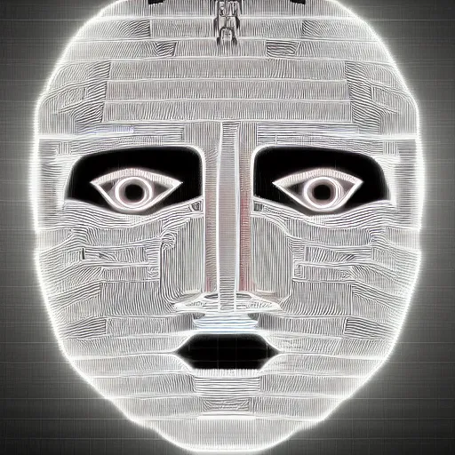 Image similar to a face made out of electrical circuits in the style of tron