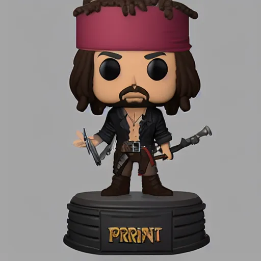 Prompt: Jack Sparrow as a funko pop head, hyperrealistic, 8k, trending on Artstation