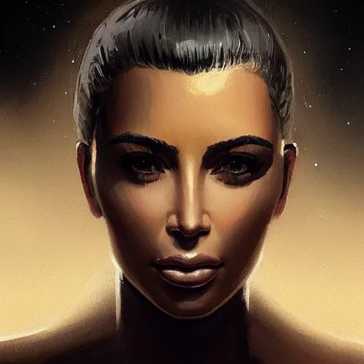 Image similar to “ portrait of kim kardashian by greg rutkowski, young, attractive, highly detailed portrait, scifi, digital painting, artstation, concept art, smooth, sharp foccus ilustration, artstation hq ”