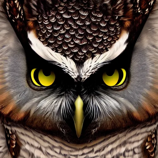 Image similar to beautiful furry owl portrait, beautiful woman, digital art, art