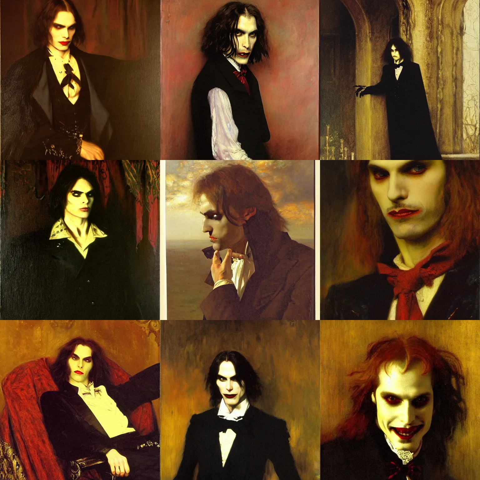 Prompt: detailed portrait of the vampire lestat written by anne rice by rudolf ernst, john frederick lewis, jean - leon gerome, rudolf weisse, david roberts, charles theodore frere, alfred dehodencq, orientalism