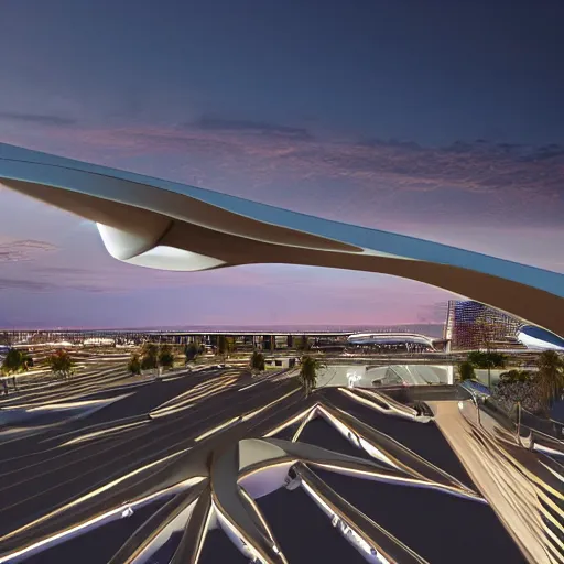 Prompt: Phoenix Sky harbor designed by Zaha Hadid