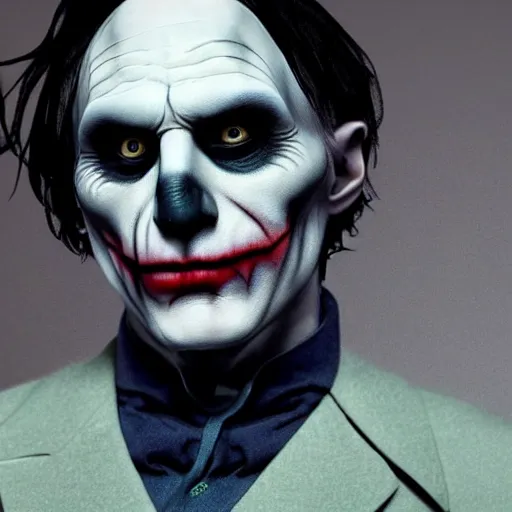 Image similar to voldemort with joker makeup, photorealistic, hd