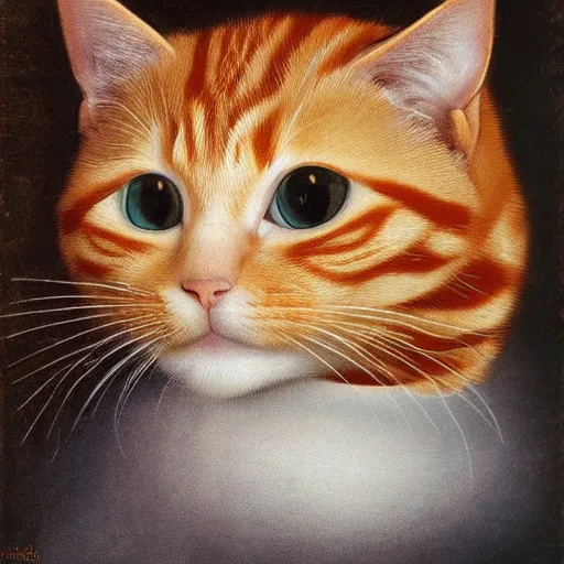 Prompt: high definition portrait of a ginger cat by Leonardo da Vinci