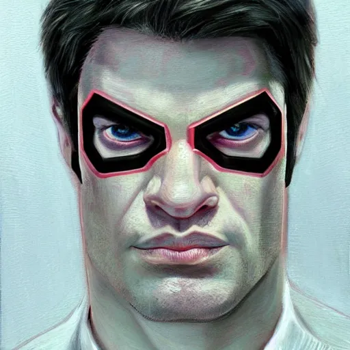 Image similar to detailed portrait of daredevil, symmetrical face, painting by greg ruthowski