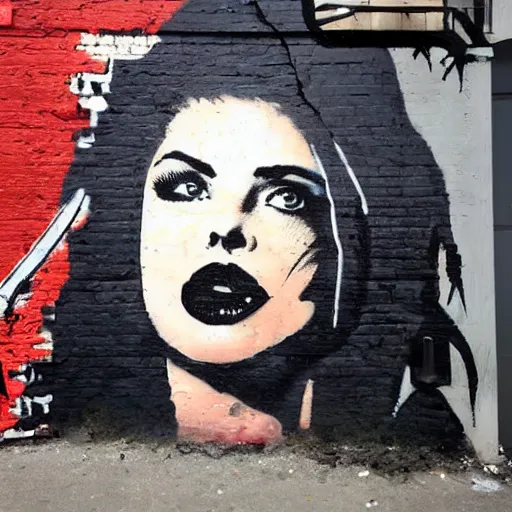 Prompt: portrait of adriana chechik street art by banksy