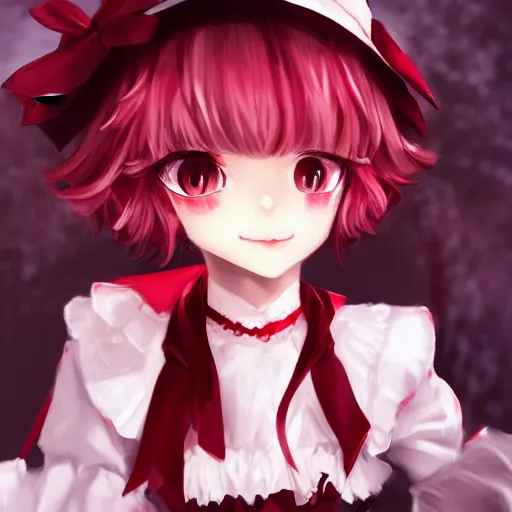 Image similar to full headshot portrait of Remilia Scarlet from Touhou, drawn by WLOP, by Avetetsuya Studios, attractive character, colored sketch anime manga panel, Remilia Scarlet from Touhou, trending on artstation