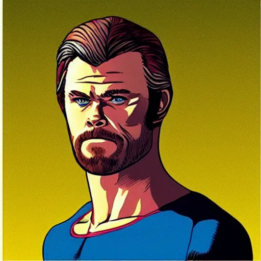 Image similar to “ chris hemsworth retro minimalist portrait by jean giraud, moebius starwatcher comic, 8 k ”