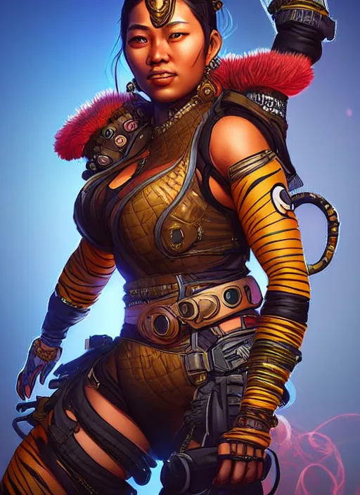 Image similar to The Tiger Queen as an Apex Legends character digital illustration portrait design by, Mark Brooks detailed, soft lighting