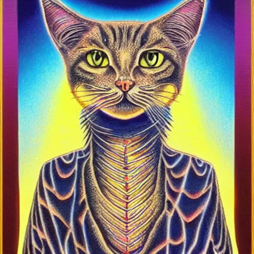 Prompt: Alex Grey Cat