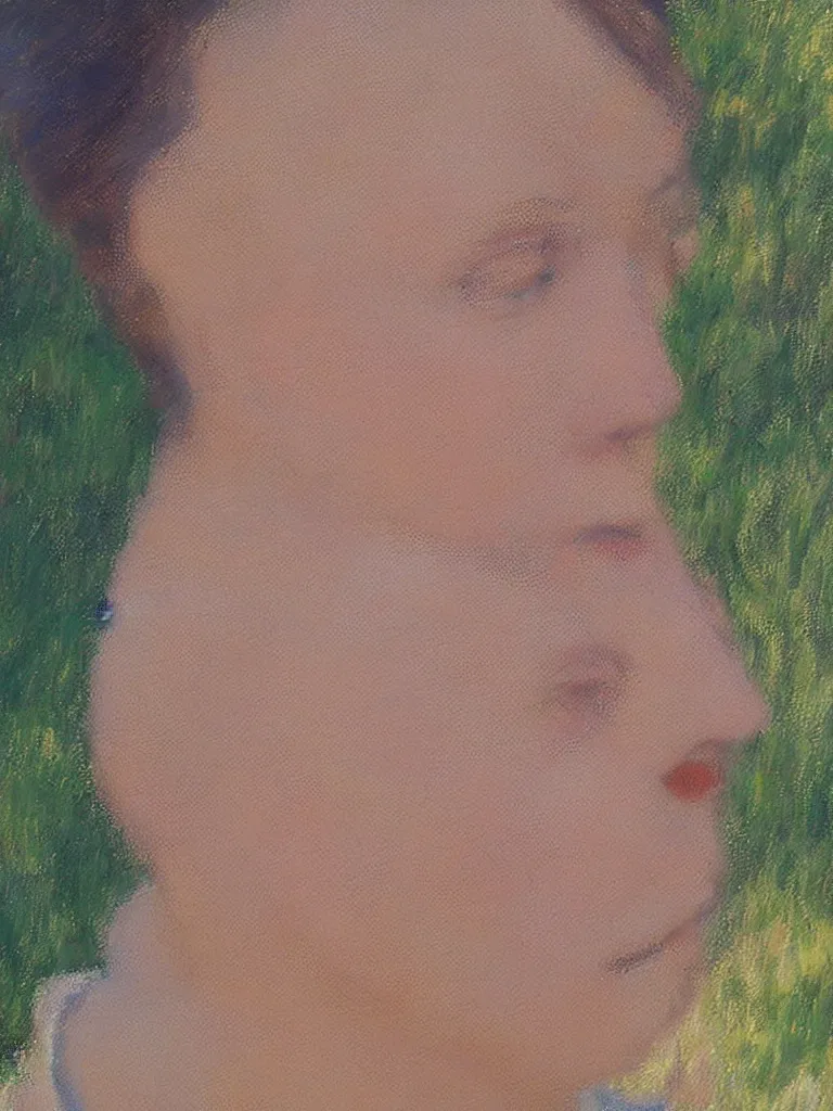 Image similar to portrait of < zelda fitzgerald >, blurry face, fair, slim, fair, severe out of focus, pleinairism, in the sun, backlit, closeup, oil on canvas, atr by monet, smooth, impressionnisme, 8 k