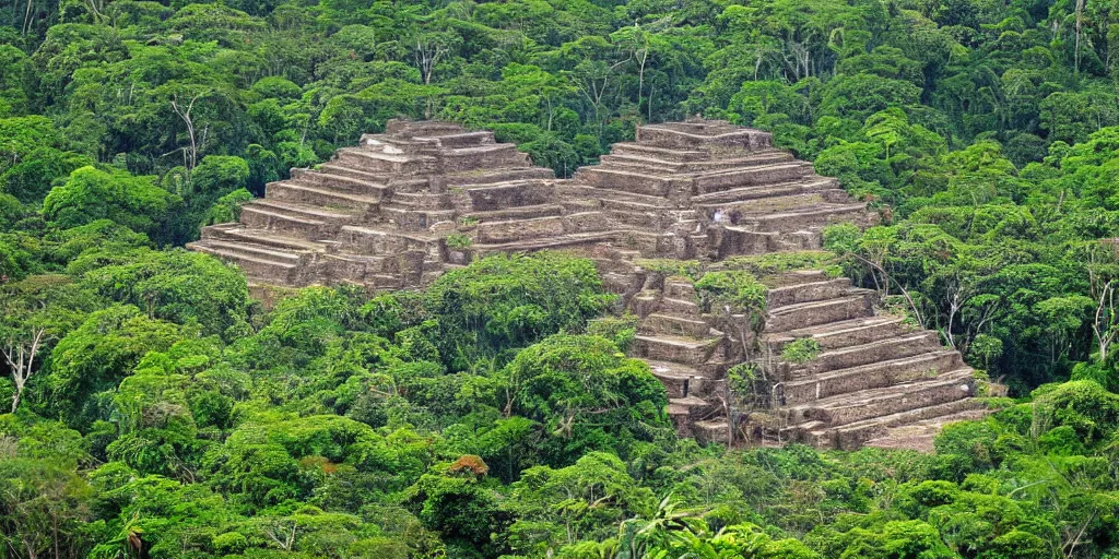 Prompt: the aztec ruin in the amazon rainforest Rocha, Andreas